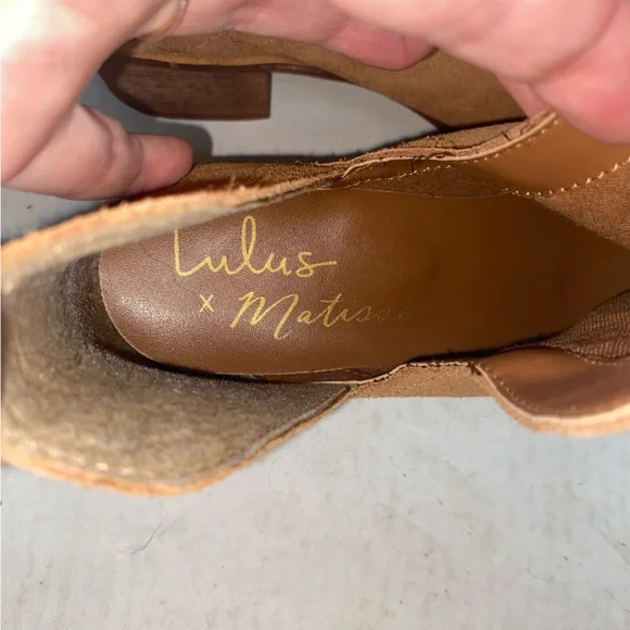 Lulus x Matisse Pacey Tan Suede Leather Cutout Ankle Booties 7M - Picture 9 of 10
